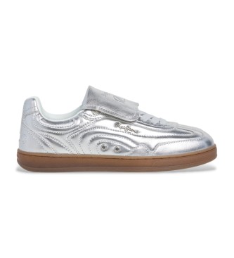 Pepe Jeans Silver Ball Metal Leather Sneakers