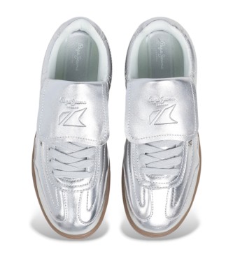 Pepe Jeans Silver Ball Metal Leather Sneakers