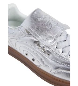 Pepe Jeans Silver Ball Metal Leather Sneakers