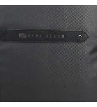 Pepe Jeans Dwukomorowa torba na ramię Cardiff czarna
