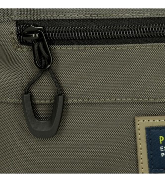 Pepe Jeans Duża torba na ramię Leighton z uchwytem na tablet zielona