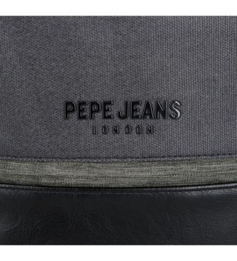 Pepe Jeans Srednja torba za čez ramo z dvema predaloma Siva črna