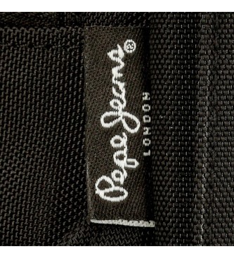 Pepe Jeans Ramenska torba Leighton z dvema predaloma črna