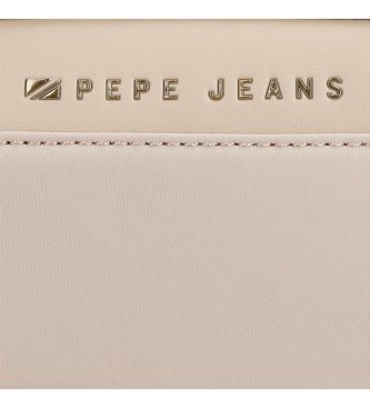 Pepe Jeans Kleine beige Morgan mobiele telefoonhouder schoudertas
