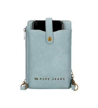Pepe Jeans Bolsa de ombro para telemvel Diane com suporte de carto azul -9,5x16,5cm