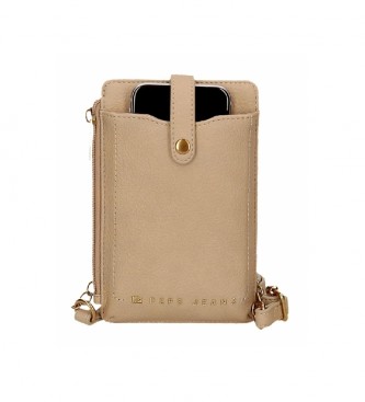 Pepe Jeans Bandolera porta mvil Diane con tarjetero beige -9,5x16,5cm-