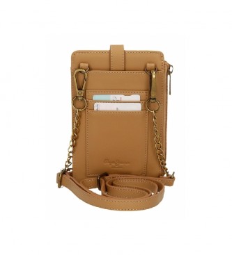 Pepe Jeans Bandolera porta mvil Lena con tarjetero marrn -9,5x16,5cm-