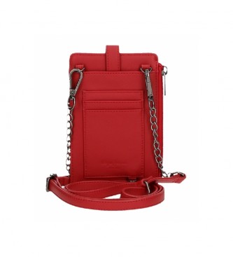 Pepe Jeans Oana torbica za mobilni telefon z nosilcem za kartice rdeča -9,5x16,5cm