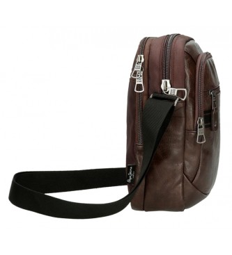 Pepe Jeans Dwukomorowa torba na tablet Horley brązowa