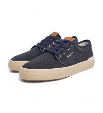 Pepe Jeans Ben Low sapatilhas de couro azul-marinho