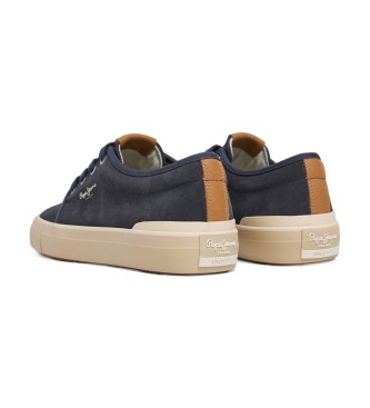 Pepe Jeans Ben Low sapatilhas de couro azul-marinho