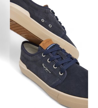 Pepe Jeans Ben Low sapatilhas de couro azul-marinho