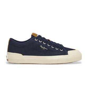 Pepe Jeans Ben navy leather trainers