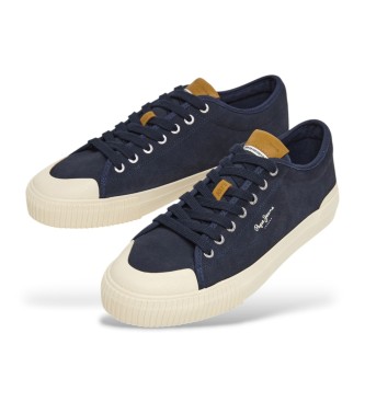 Pepe Jeans Ben navy leather trainers