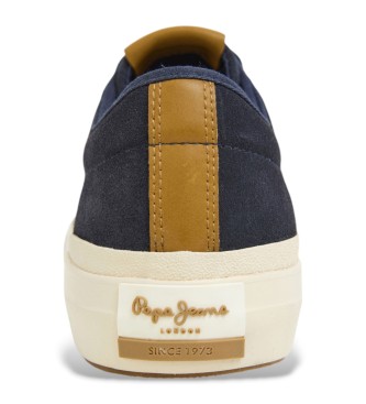 Pepe Jeans Ben navy leather trainers