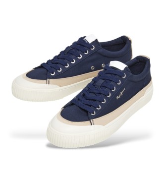 Pepe Jeans Sapatilhas de couro Ben Wash em azul marinho