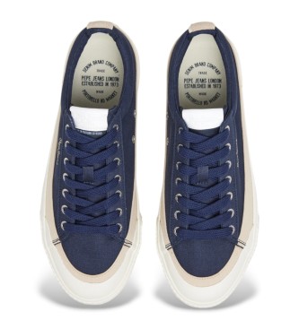 Pepe Jeans Sapatilhas de couro Ben Wash em azul marinho