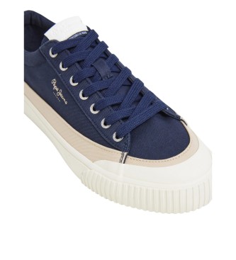 Pepe Jeans Sapatilhas de couro Ben Wash em azul marinho