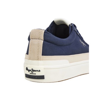 Pepe Jeans Sapatilhas de couro Ben Wash em azul marinho