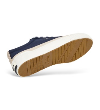 Pepe Jeans Ben Wash navy leather trainers