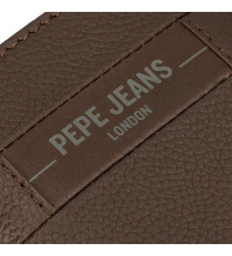 Pepe Jeans Portefeuille en cuir Checkbox Marron