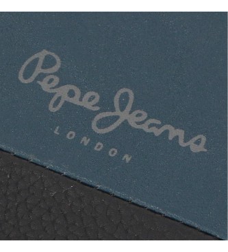 Pepe Jeans Portefeuille double en cuir bleu marine