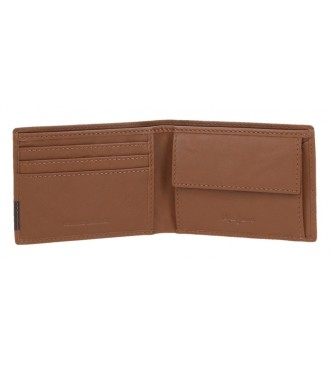 Pepe Jeans Leather Wallet Topper Brown