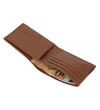 Pepe Jeans Leather Wallet Topper Brown