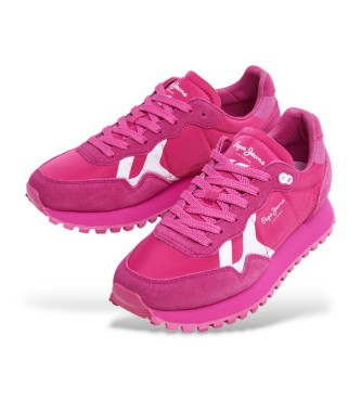Pepe Jeans Brit-On Bold - Baskets en cuir rose