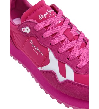 Pepe Jeans Brit-On Bold - Baskets en cuir rose