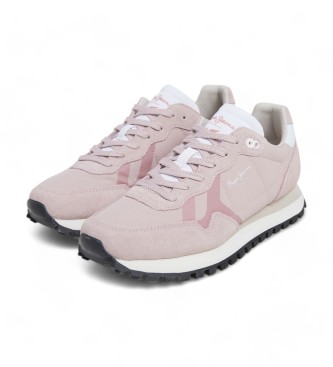 Pepe Jeans Zapatillas de piel Brit-On Prints rosa