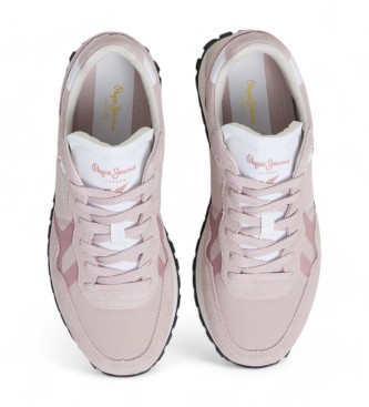 Pepe Jeans Brit-On Prints pink leather trainers