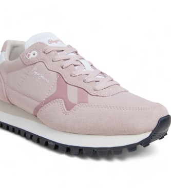 Pepe Jeans Brit-On Prints pink leather trainers