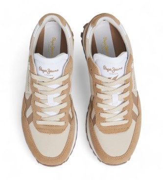 Pepe Jeans Sneaker Brit-On Prints in pelle beige