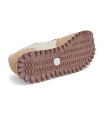 Pepe Jeans Baskets en cuir beige Brit-On Prints