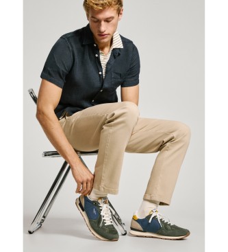 Pepe Jeans Brit Camp green leather shoes