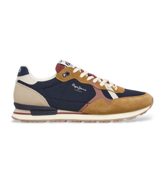 Pepe Jeans Brit Cover braune Leder-Turnschuhe