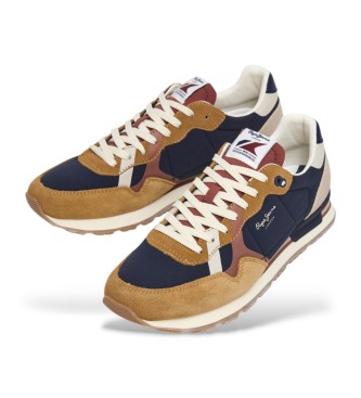 Pepe Jeans Brit Cover braune Leder-Turnschuhe
