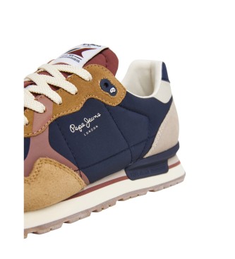Pepe Jeans Brit Cover braune Leder-Turnschuhe
