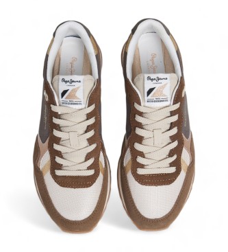 Pepe Jeans Sneaker Brit Mixt in pelle marrone