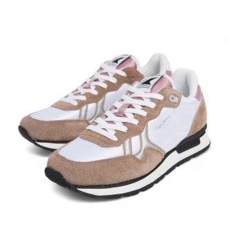 Pepe Jeans Sneakers in pelle serie Brit Beige 