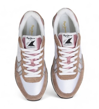 Pepe Jeans Brit Series beige leather trainers 