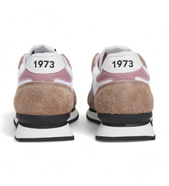 Pepe Jeans Beige Leder-Turnschuhe der Brit Series 