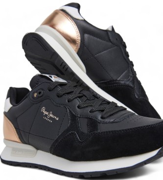 Pepe Jeans Brit Sun sapatos de couro preto 