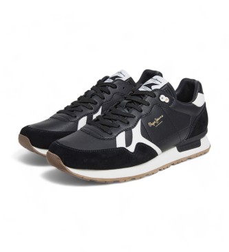 Pepe Jeans Brit Supra chaussures en cuir noir 