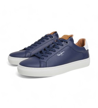 Pepe Jeans Camden Club navy leather trainers