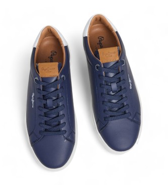 Pepe Jeans Camden Club navy leather trainers