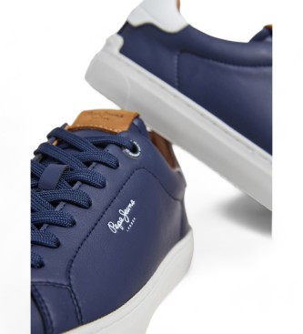 Pepe Jeans Camden Club navy leather trainers