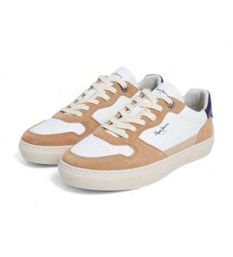 Pepe Jeans Camden Nature chaussures en cuir blanc