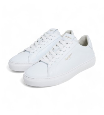 Pepe Jeans Camden Top baskets en cuir blanc